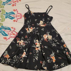 Black Floral Skater Dress